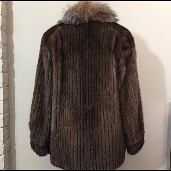 Saga Chestnut Mink Jacket with Full Length Fox Collar Stunning - Picture 4 of 12